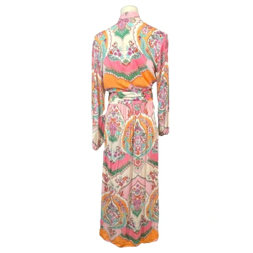 Elegant Multicolor Wrap Dress - Picture 6 of 6